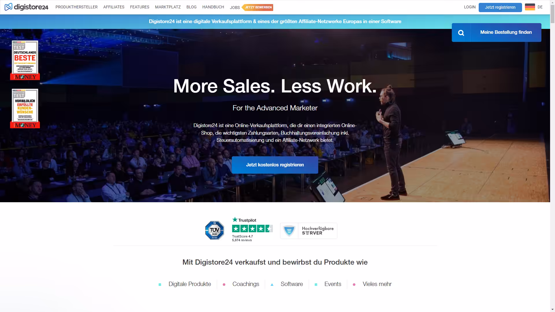 Digistore ist der wohl bekannteste Deutsche Reseller